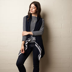 Rib Stripe Vest Navy