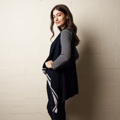 Rib Stripe Vest Navy