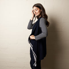 Rib Stripe Vest Navy