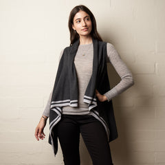 Rib Stripe Vest Charcoal