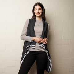 Rib Stripe Vest Charcoal