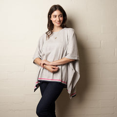 Wool Stripe Poncho Grey