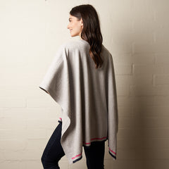 Wool Stripe Poncho Grey