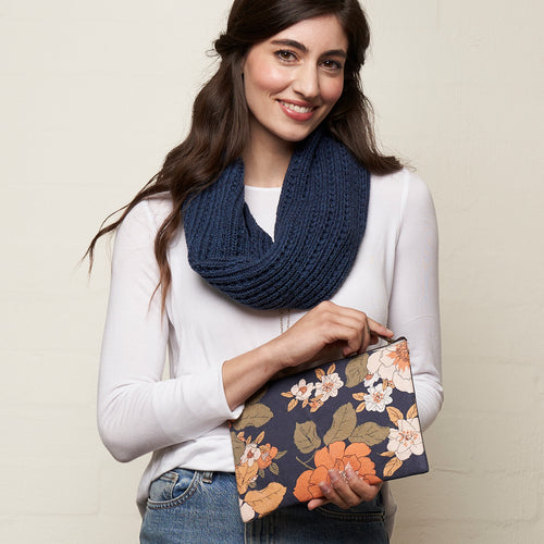 Retro Flowers Zip Clutch