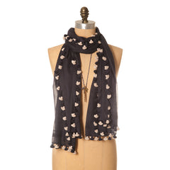 Isabel Pom Pom Scarf Charcoal