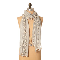 Isabel Pom Pom Scarf Soft Grey